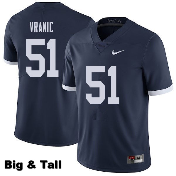 NCAA Nike Men's Penn State Nittany Lions Jason Vranic #51 College Football Authentic Throwback Big & Tall Navy Stitched Jersey IKK4098LU